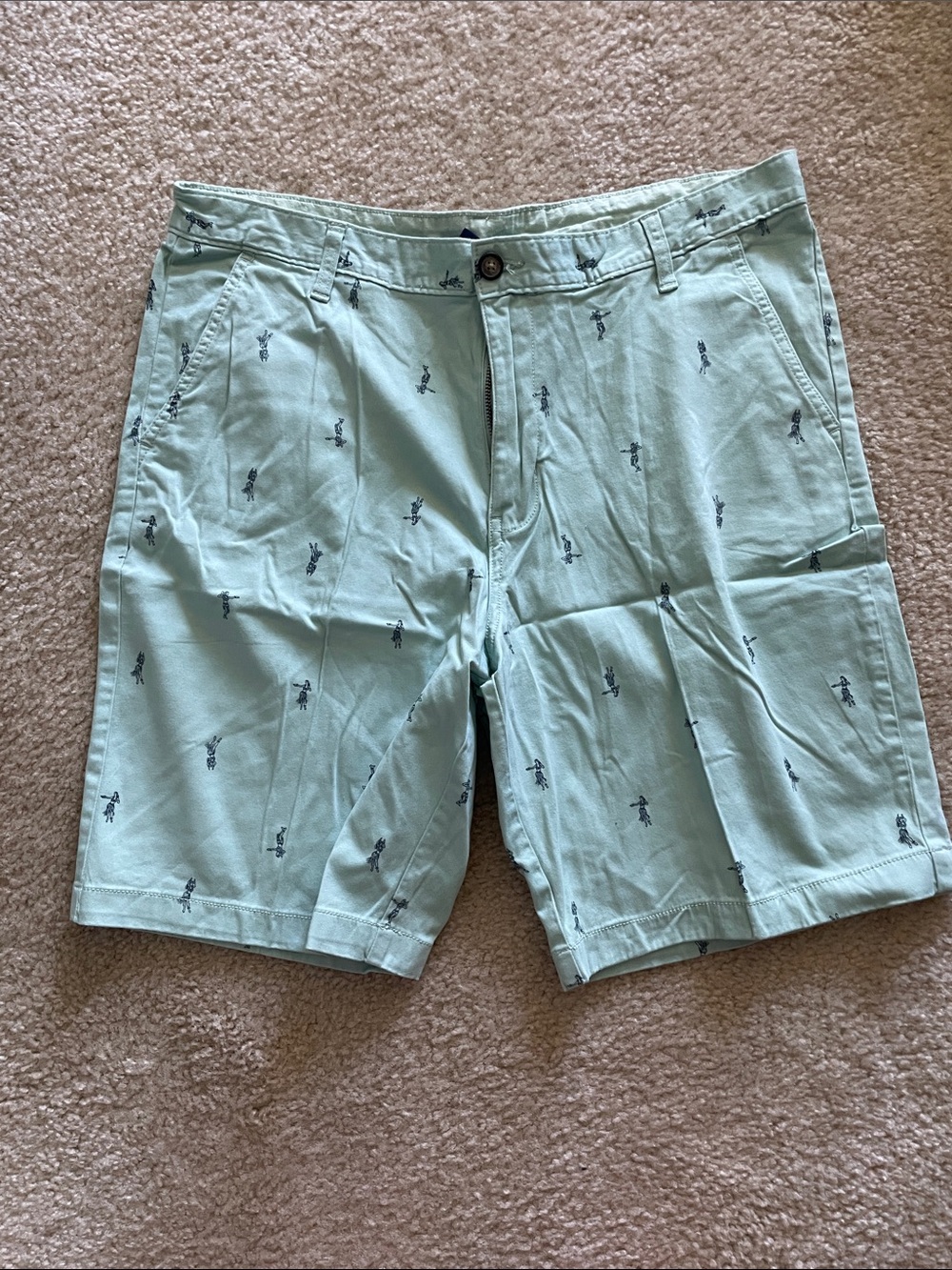 George Light Mint Shorts with Navy Micro Print